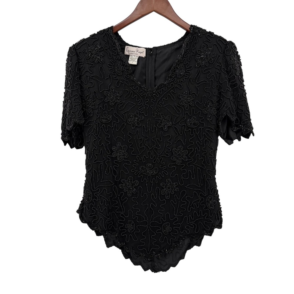 Laurence Kazar‎ Beaded Silk Blouse L